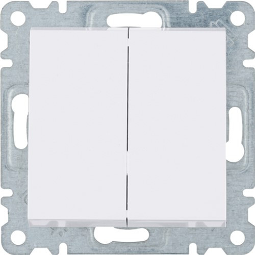 Вимикач двоклавішний білий Lumina-2 Hager WL0040