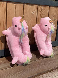 Домашні закриті тапочки єдинороги для кігурумі Jamboo дитячі S 27-34 р (24 см) рожеві