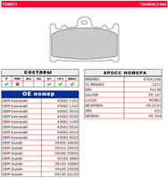 FDB 574ST Тормозные колодки Ferodo для мотоцикла KAWASAKI, SUZUKI