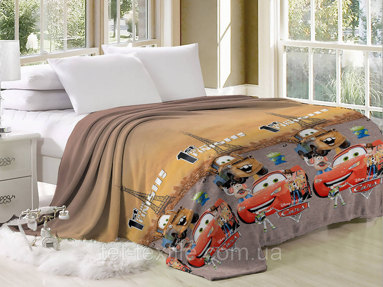 Плед з мікрофібри Велсофт Тачки у Парижі 160х210 см