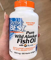 Омега 3 Doctor's BEST Pure Wild Alaskan Fish Oil with AlaskOmega 1000 мг 180 гел капс Рыбий жир