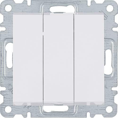 Вимикач трьохклавішний білий Lumina-2 Hager WL0070