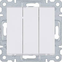 Вимикач трьохклавішний білий Lumina-2 Hager WL0070