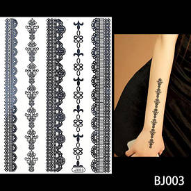 Флеш Тату. 21*15 См. Тимчасова. Перевідна. Набір, Браслети, Пов'Язки, Bj-003 (S), Ч/Б