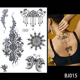 Флеш Тату. 21*15 См. Перевідна. Тимчасова. Набір, Метелики, Квіти, Bj-015 (S)
