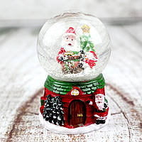 Шар стеклянный со снегом внутри и фигуркой новогодний 6.5 см Санта Клаус (Настоящие фото)