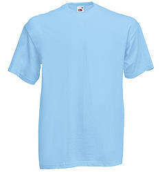 Небесно-блакитна чоловіча футболка класична Fruit of the loom Valueweight бавовняна однотонна блакитний