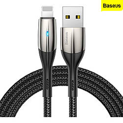 Кабель Baseus Horizontal Data Cable (з індикатором) USB - Lightning 2.4 A 100 см, колір Чорний (CALSP-B01)