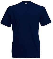 Глибоко темно синя чоловіча футболка класична Fruit of the loom Valueweight 100% бавовна однотонна наві