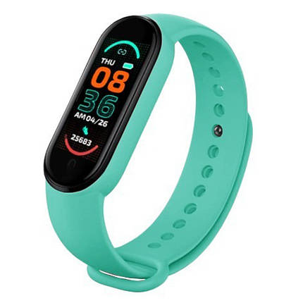 Фітнес-браслет-трекер Smart Band M6 Розумний спортивний смартгодинник для здоров'я з тонометром крокоміром, М'ятний, фото 1