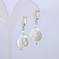 Сережки з натуральних барокових перлів d-4,5 і 17мм L-38см +- з відливом бензин купити біжутерію дешево оптом в інтернеті