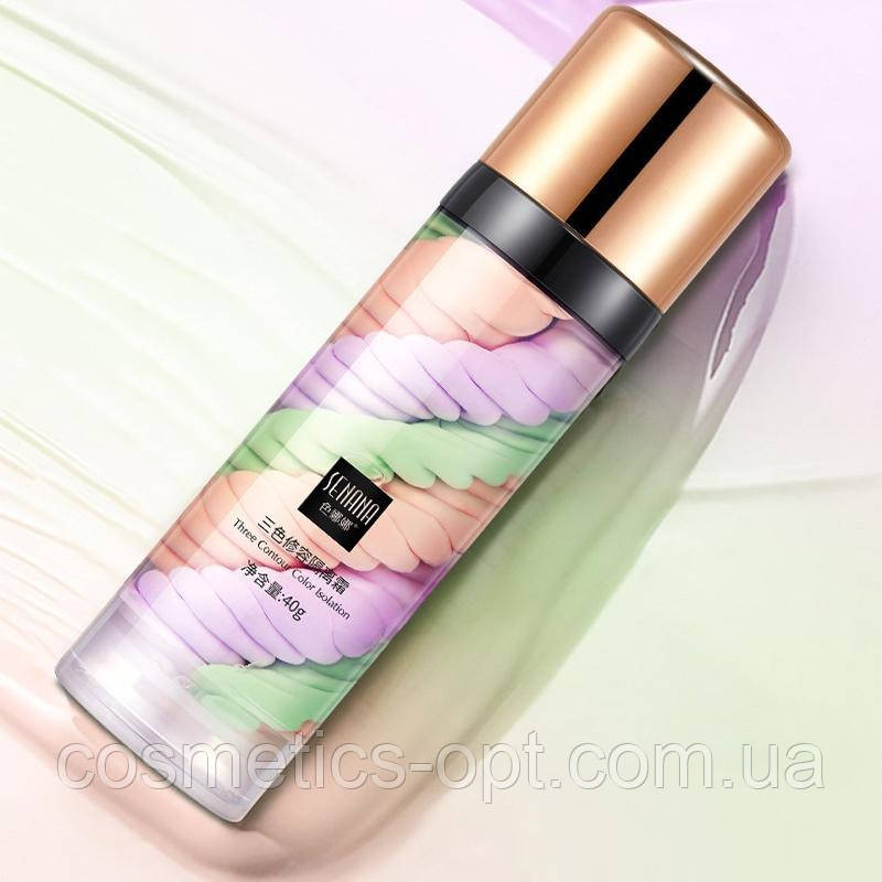Трикольорова база для обличчя Senana Contour Three Isolation Face Balancing, 40 g, фото 1