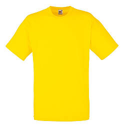 Лимонна чоловіча футболка класична Fruit of the loom Valueweight яскраво жовта однотонна без малюнків
