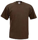 Шоколадна чоловіча Футболка класична Fruit of the loom Valueweight коричнева однотонна, фото 3