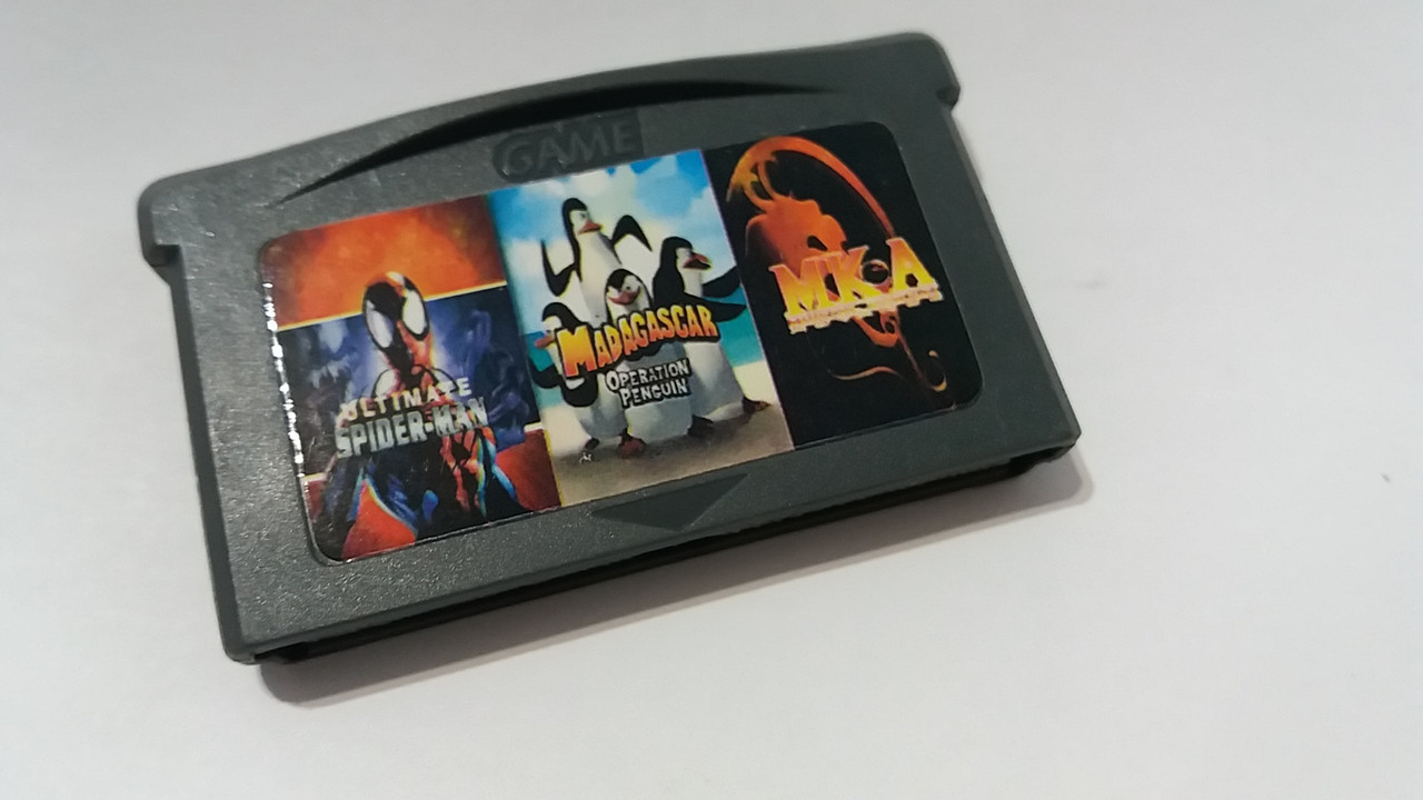 Ігровий картридж для GAME BOY ADVANCE GB 3 in 1 Mortal Kombat+Пінгвіни Мадагаскару+Ultimate Spider-Man