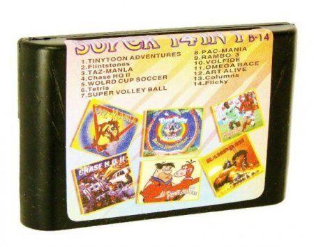 Картридж-збірник ігор Sega 14 в 1 B14 Tiny Toon/Flintstones/Tazmania/Chase Hq..., фото 1
