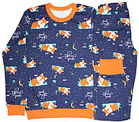 Пижама подростковая темно-синяя с оранжевым рост 152 см, Ля-ля