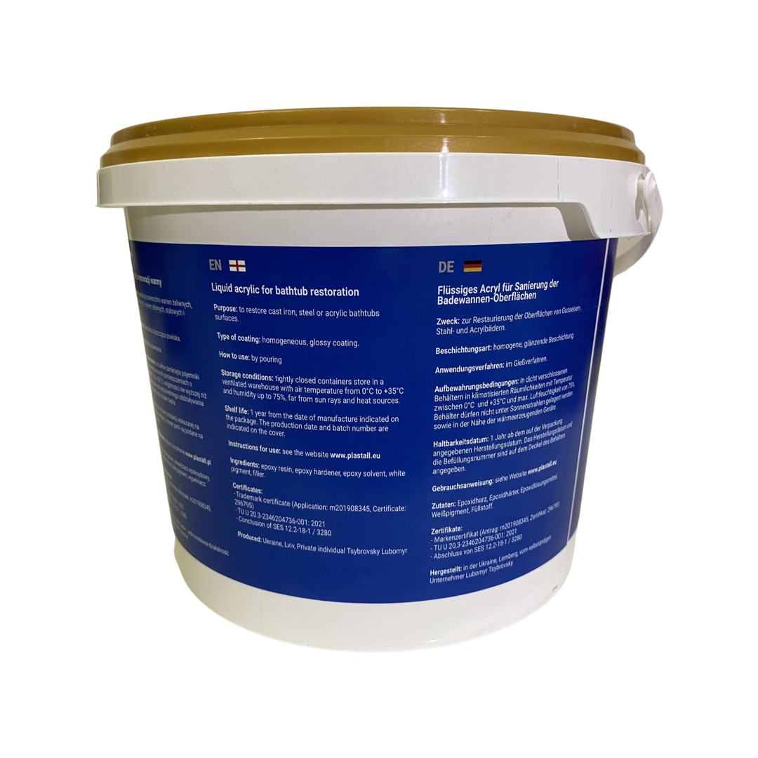 Акриловая краска для реставрации акриловой ванны Plastall Premium 1.5 м (2,9 кг) Оригинал greenpharm - фото 3 - id-p1544597657