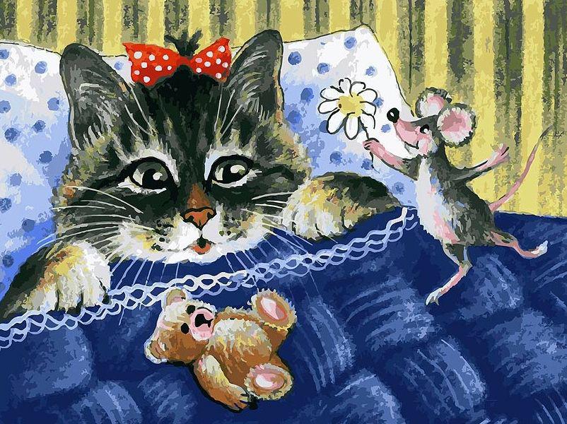 Картина по номерам "Кот и мышка"