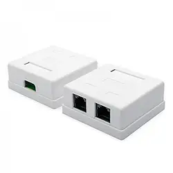 Розетка мережева Atcom 15254 White зовнішня UTP 5e 2-порти RJ45