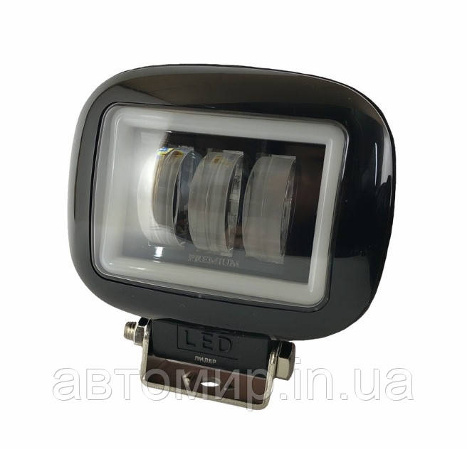 LED фара, світлодіодна лід фара (3линзы + ангельський очей) 30V квадрат