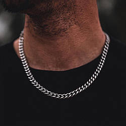 Чоловічий металевий срібний ланцюжок, ланцюг на шию з нержавіючої сталі, підвіска ширина 9 мм