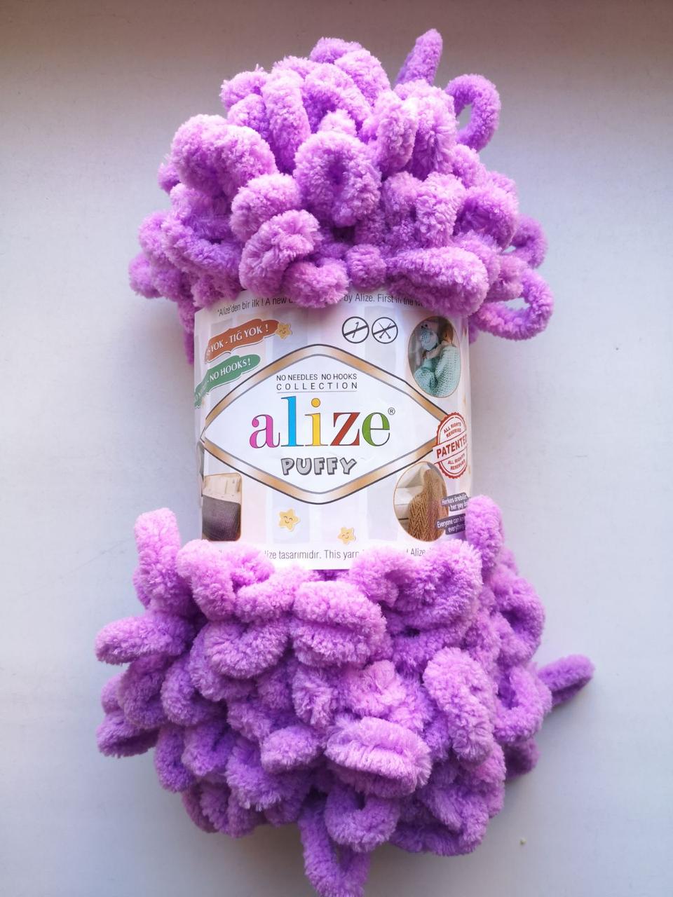 Пряжа Alize Puffy Пуффі колір орхідея 378 для в'язання без спиць руками з петельками 1 моток 100г, фото 1
