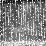 Електрична гірлянда новорічна Multi Function 3х2.5 м водоспад штора завіса зорепад LED біле світло, фото 2