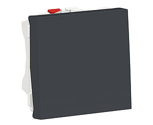 Unica New вимикач 1-клавішний кнопковий схема 1, 10А, 2 модуля антрацит Schneider Electric, NU320654