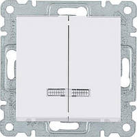 Вимикач двоклавішний з підсвічуванням білий Lumina-2 Hager WL0240