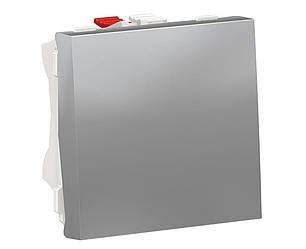 Unica New вимикач 1-клавішний схема 1, 10А, 2 модуля алюміній Schneider Electric, NU320130
