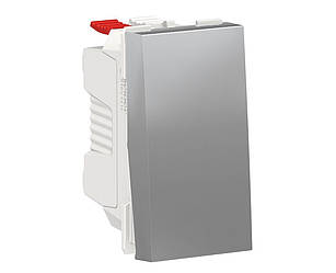 Unica New вимикач 1-клавішний кнопковий схема 1, 10А, 1 модуль алюміній Schneider Electric, NU310630