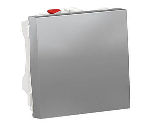 Unica New вимикач 1-клавішний кнопковий схема 1, 10А, 2 модуля алюміній Schneider Electric, NU320630