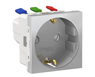 Unica New розетка із заземленням зі шторками алюміній Schneider Electric, NU305730
