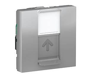 Unica New розетка комп'ютерна RJ45 CAT5E UTP 2 модуля алюміній Schneider Electric, NU341130