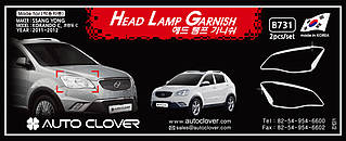 Хром накладки на фари SsangYong Korando C 2011-2013 (Autoclover В731)