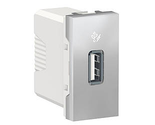 Unica New USB розетка 1 модуль алюміній Schneider Electric, NU342830