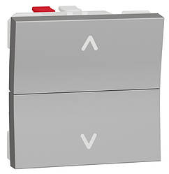 Unica New вимикач для жалюзі 2-клавішний кнопковий схема 4, 6А, 2 м. алюміній Schneider Electric, NU320730