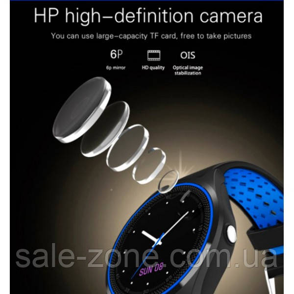 Умные часы Smart Watch V9 (камера, SIM, карта памяти) Синие с черным - фото 2 - id-p1544852520
