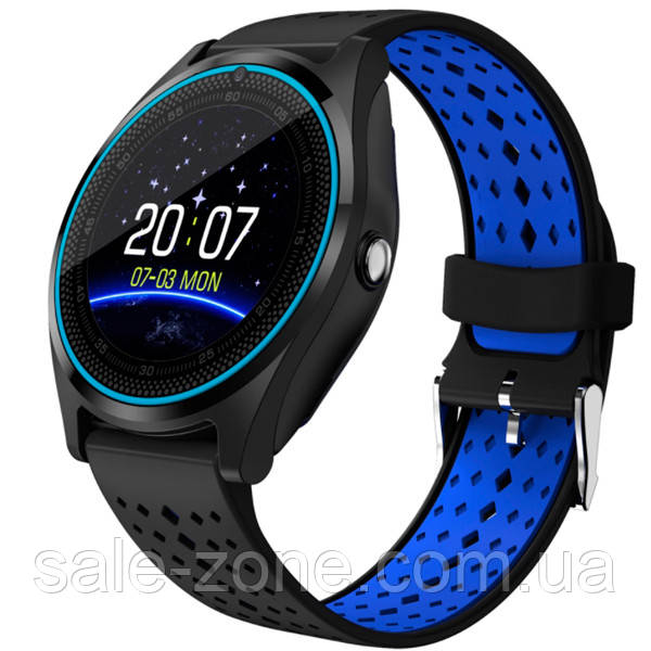 Умные часы Smart Watch V9 (камера, SIM, карта памяти) Синие с черным - фото 1 - id-p1544852520