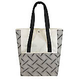 Сумка модна жіноча для покупок із саржі практична містка illusion (38х48х14см) 260 г/кв.м.чорна, фото 2