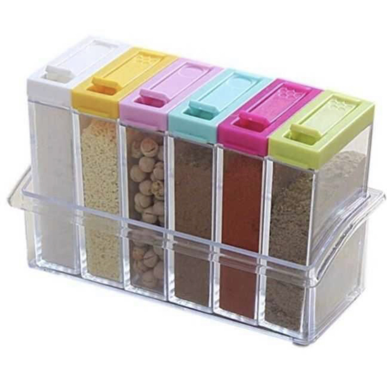 Баночки набір для Специй ємності емкості на кухню для круп на Підставці пластик набір спецій, фото 1