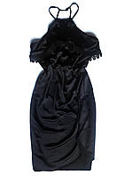 Платье черное атласное на бретельках Lipsy 50, 2XL