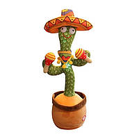 Іграшка танцюючий кактус Dancing Cactus 8047 співаючий 120 пісень з підсвічуванням в шапці, зелений