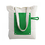 Сумка шопер жіноча складана для покупок під принт (38х42×7(дно) см) саржа 240 г/м2.м із зеленим клапаном, фото 4