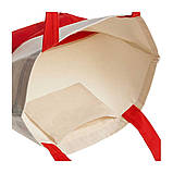 Еко-сумка з бавовни для покупок "Comby" (43х40х14 см) 240 г/кв.м незабарвлена з червоним, фото 3