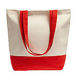 Еко-сумка з бавовни для покупок "Comby" (43х40х14 см) 240 г/кв.м незабарвлена з червоним, фото 2