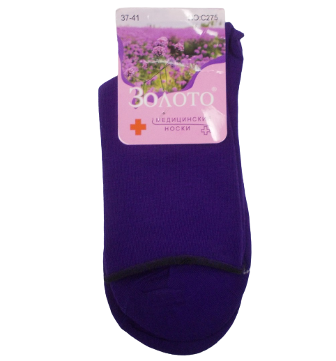 Медичні шкарпетки без гумки Золото 275 37-41 фіолетові, фото 1