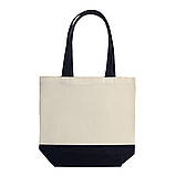 Еко-сумка з бавовни для покупок "Comby" (43х40х14 см) 240 г/кв.м незабарвлена з чорним, фото 5