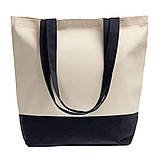 Еко-сумка з бавовни для покупок "Comby" (43х40х14 см) 240 г/кв.м незабарвлена з чорним, фото 2